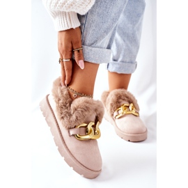 PB1 Women's Gold Chain Slippers Beige Ardrums 2