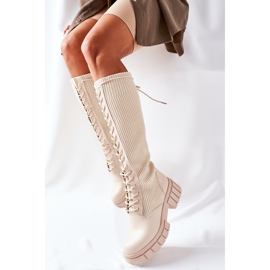 PB1 High Boots with a Sock Beige Monteri 1