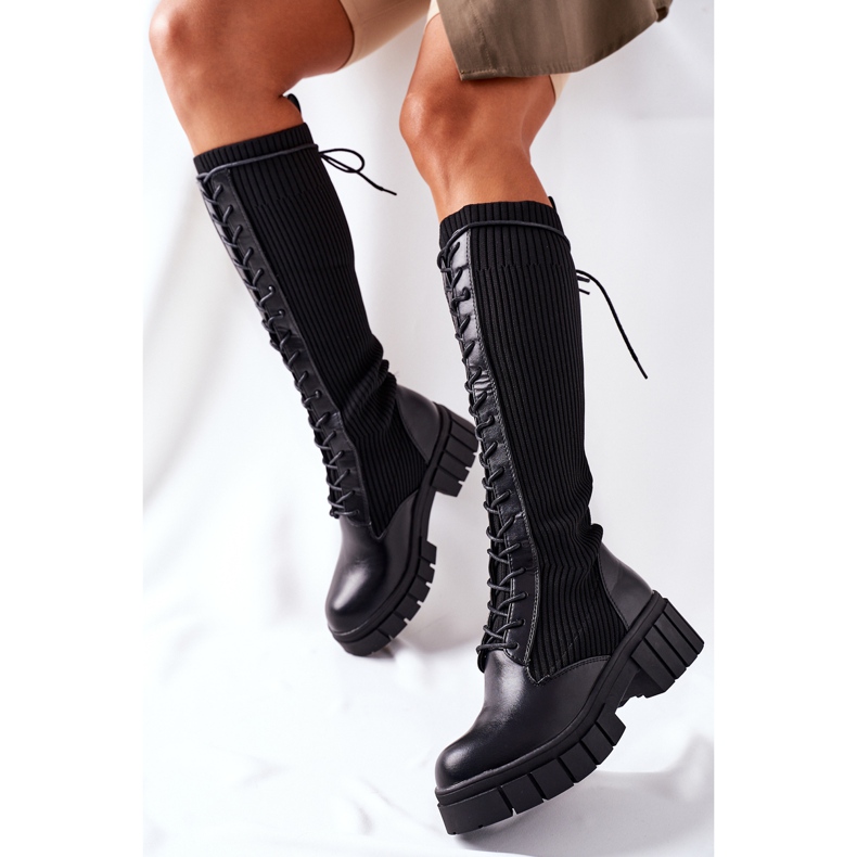 PB1 High Boots with a Sock Black Monteri 2