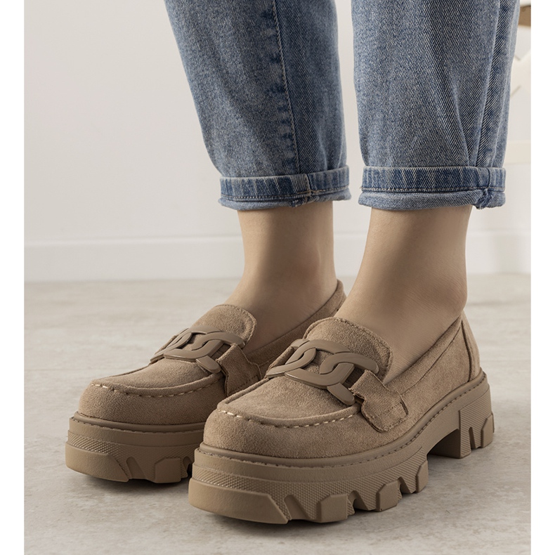 Beige moccasins on a high Perla sole 1
