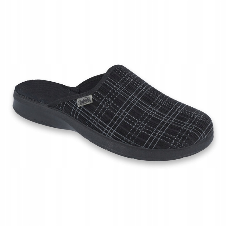 Black Befado 548m003 checkered slippers grey 1