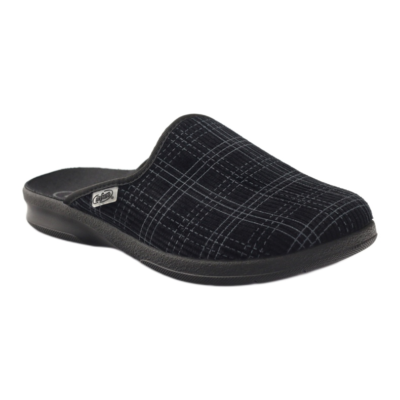Black Befado 548m003 checkered slippers grey 2