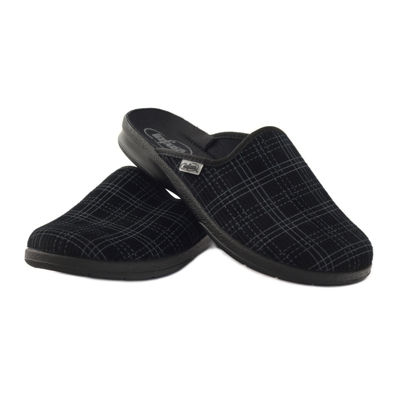 Black Befado 548m003 checkered slippers grey 4