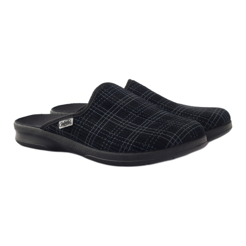 Black Befado 548m003 checkered slippers grey 5