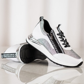 VINCEZA Sneakers With Zipper white grey 1