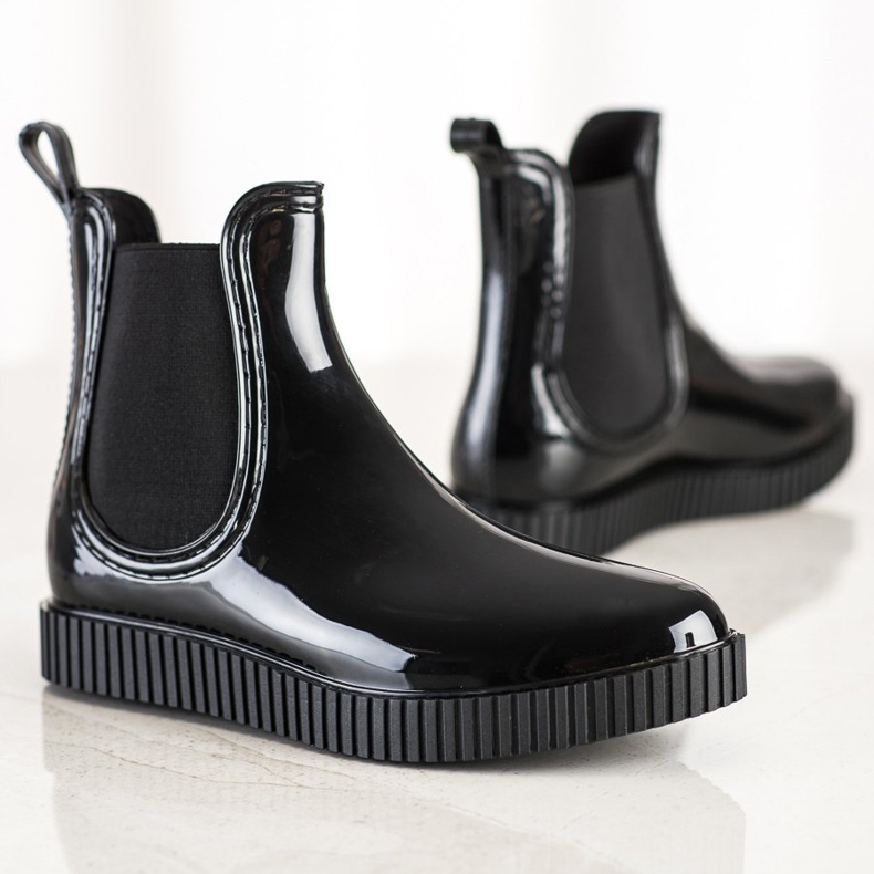 SHELOVET Lacquered Galoshes On The Platform black 1