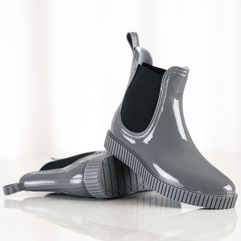 SHELOVET Lacquered Galoshes On The Platform grey 1