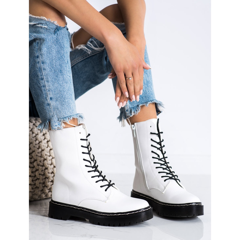 S. BARSKI Lace-up boots on the S.BARSKI platform white 2