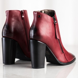 SHELOVET Maroon Booties In Spitz red 1