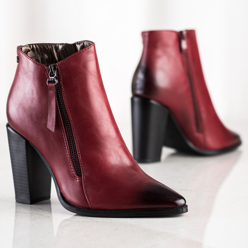 SHELOVET Maroon Booties In Spitz red 2