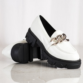 SHELOVET Fashionable white loafers 1