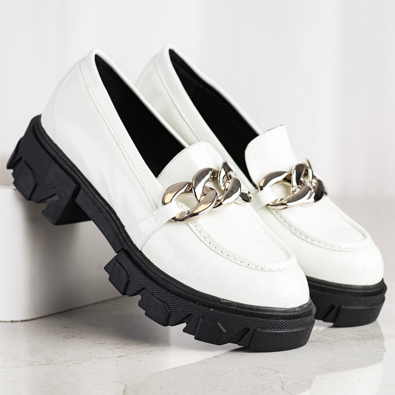 SHELOVET Fashionable white loafers 2