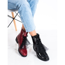 Elegant Lace-up VINCEZA boots red 1