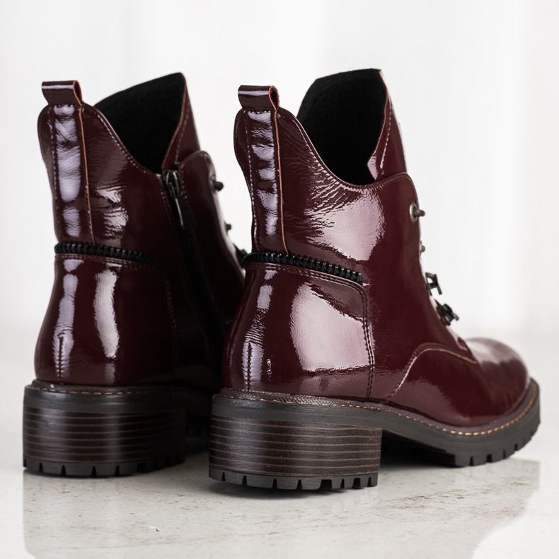 Comfortable maroon VINCEZA boots red 1
