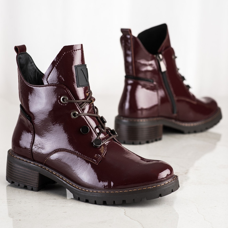 Comfortable maroon VINCEZA boots red 2