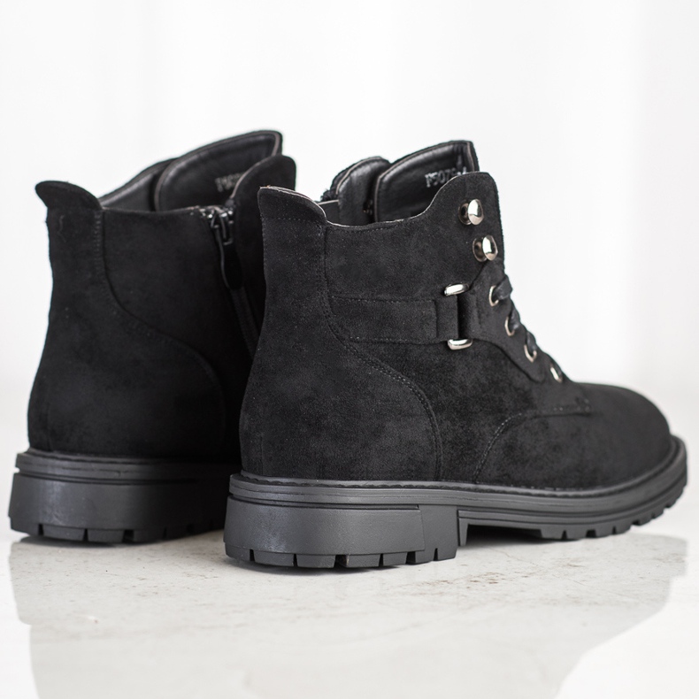 SHELOVET Lace-up Suede Booties black 2