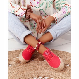 Lace-up Espadrilles On A Braided Platform Big Star FF274141 Red 3