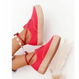 Lace-up Espadrilles On A Braided Platform Big Star FF274141 Red 5