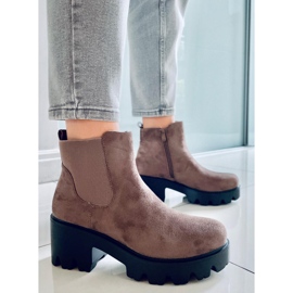 Chelsea boots with a thick sole, dark beige CH19201 Khaki 1