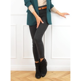 Black Boots on a hidden wedge black D7719 Black 2