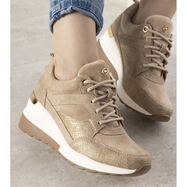 Beige sneakers with a snake skin pattern from Halsey 1