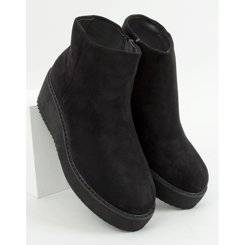 Black Wedge and platform boots E2381 Black 2