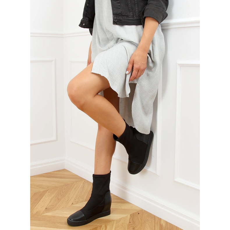 Black Sock wedge boots black HQ887 Black 2