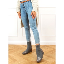 Gray Sock wedge heels HQ887 Gray grey 1