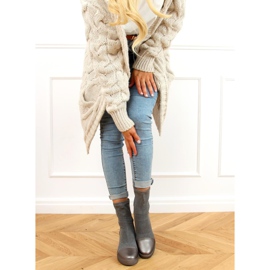 Gray Sock wedge heels HQ887 Gray grey 2