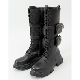 RXJ100 Black boots with pouches 1