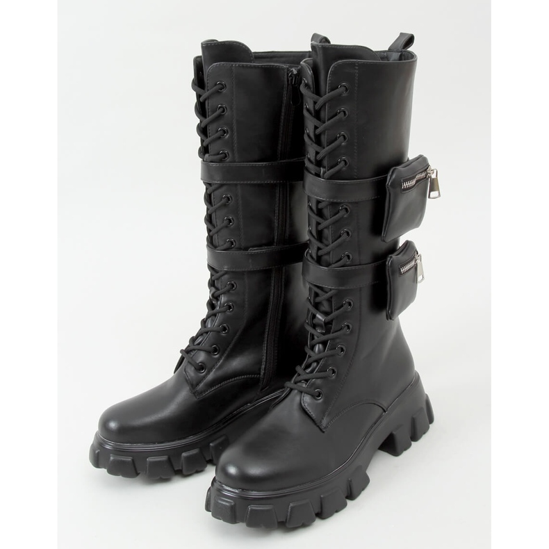 RXJ100 Black boots with pouches 1