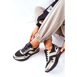 Vinceza Women's Sport Shoes Sneakers Black and Gold Manitoba golden 1