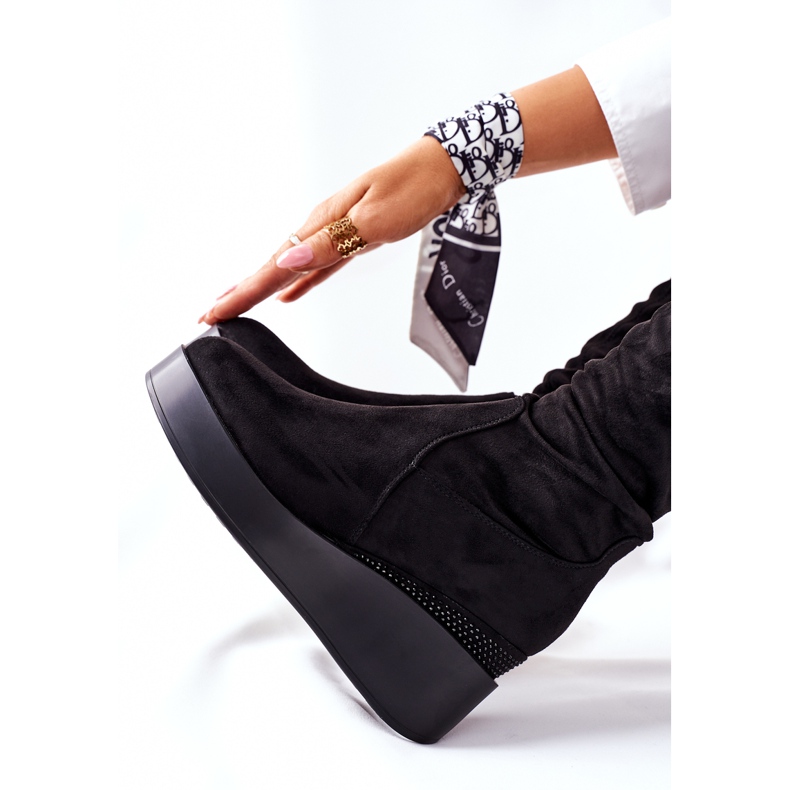 S.Barski Suede Wedge Boots S. Barski Black Celina 1