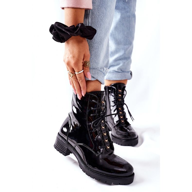 S.Barski Women's Boots Lacquered Black Maniana 2