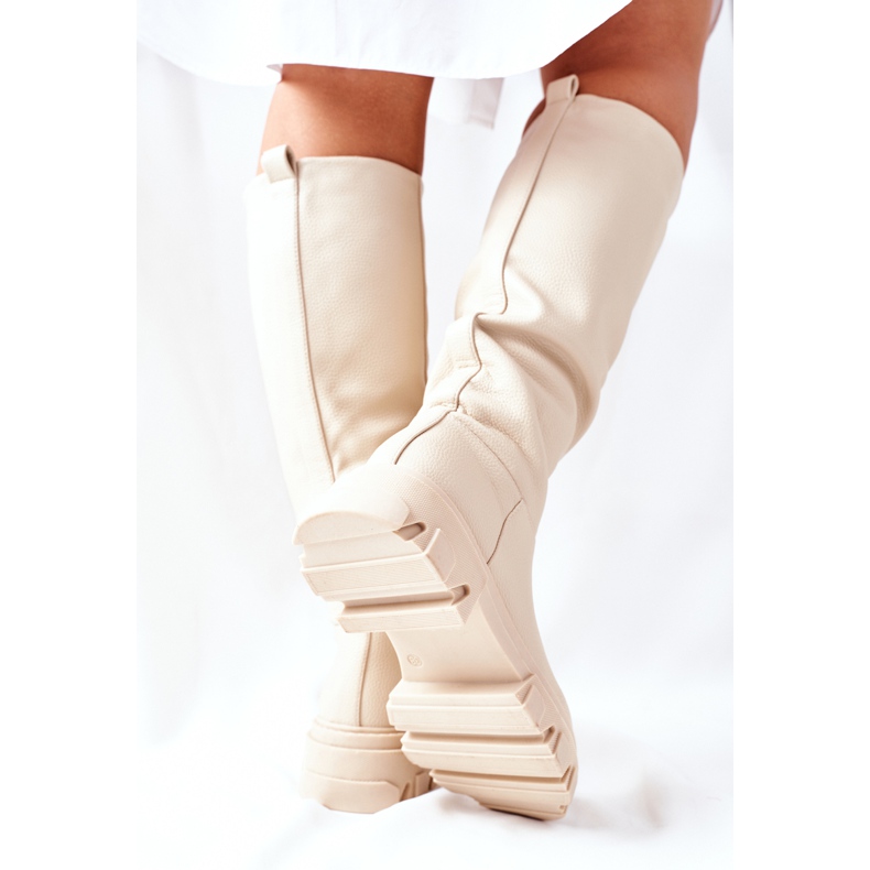 S.Barski Women's High Boots Beige Little Bit 1