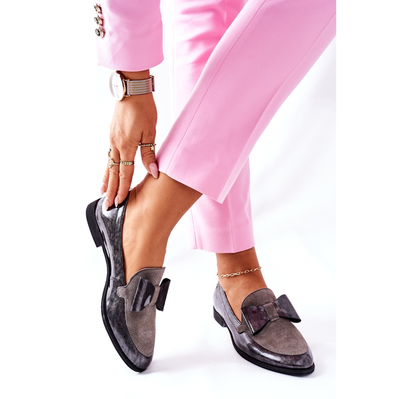 Women's Brogues Maciejka Lacquered Loafers Gray 04099-03 / 00-1 grey 2