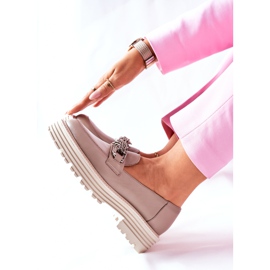 Women's Brogues Loafers Leather Dark Beige Laura Messi 2383 1 Women's Brogues Loafers Leather Dark Beige Laura Messi 2383 1