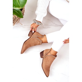 Openwork boots with cut-outs, Camel Western beige 1