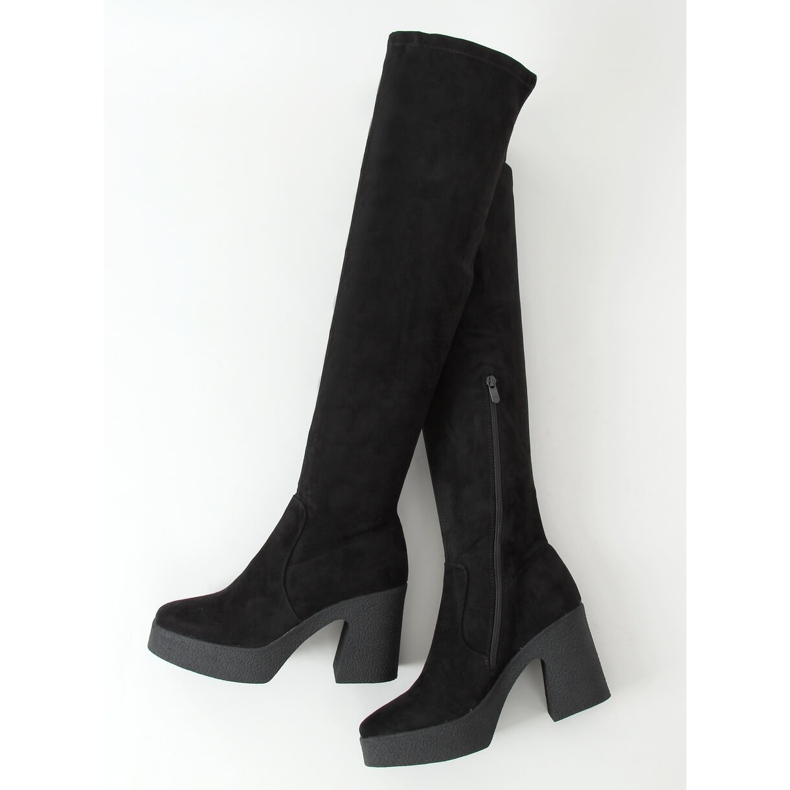 Over-the-knee boots on rubber heel black ST-58P Black 1