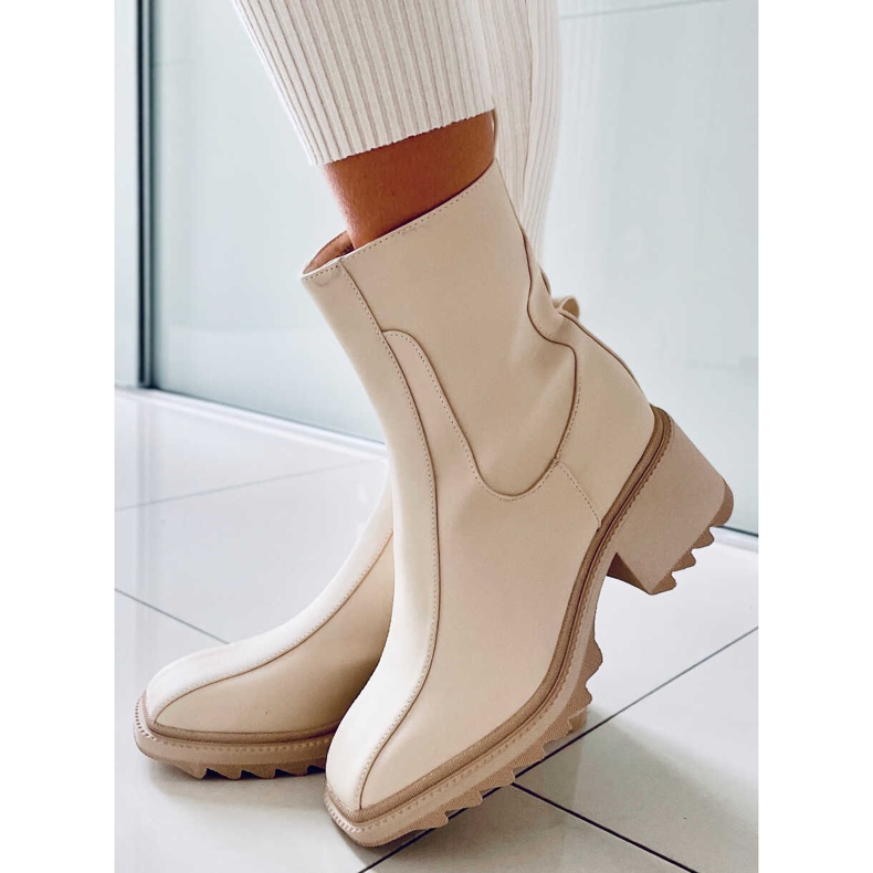 Cream women's boots QT33P Beige 1