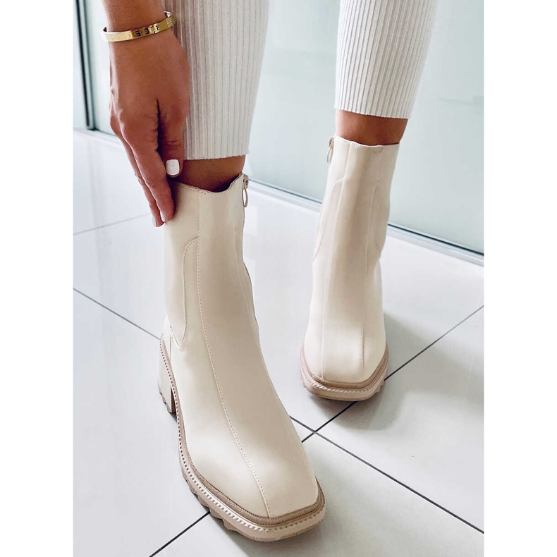 Cream women's boots QT33P Beige 2