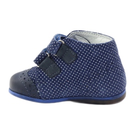 Girls' leather boots navy blue Velcro dots hugotti white 2 Girls' leather boots navy blue Velcro dots hugotti white 2