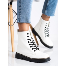SHELOVET Fashionable lace-up boots white 2