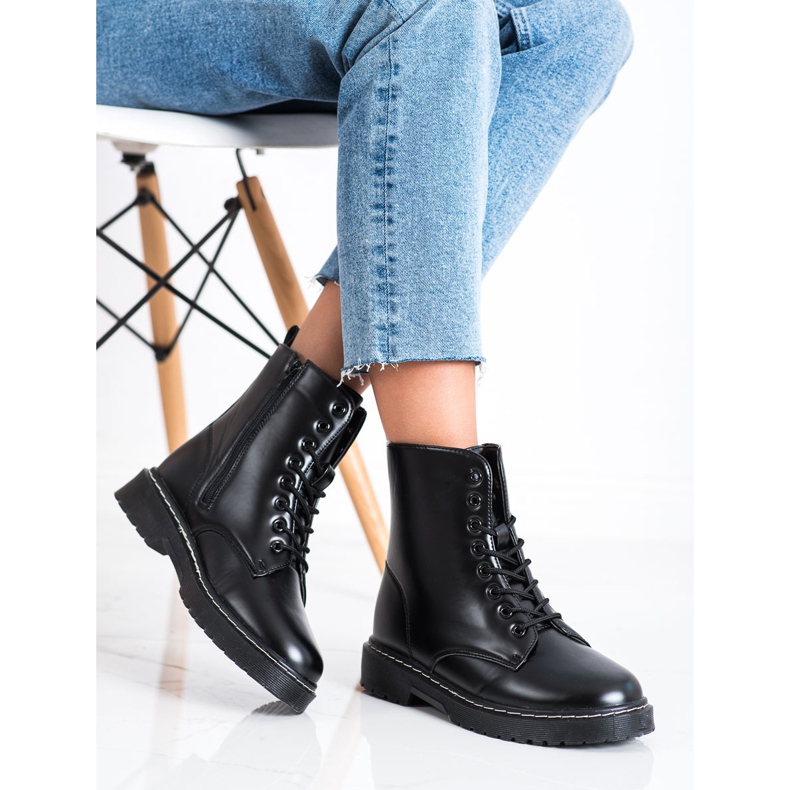 SHELOVET Fashionable lace-up boots black 2