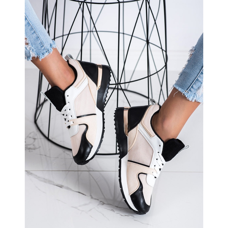 SHELOVET Colorful Sneakers With Mesh beige black 1 SHELOVET Colorful Sneakers With Mesh beige black 1