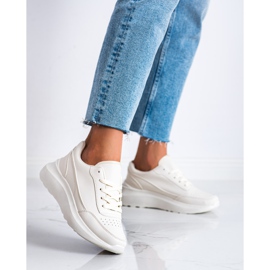 Ideal Shoes Comfortable Eco Leather Sneakers beige 2