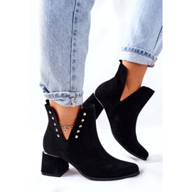 Lewski Shoes Women's Suede Boots With Cutouts Lewski Black 3074 / B 2