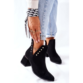 Lewski Shoes Women's Suede Boots With Cutouts Lewski Black 3074 / B 1