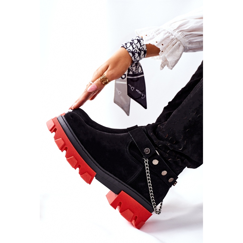 Lewski Shoes Women's Leather Boots Lewski Black Suede 2866 1