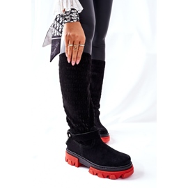 Lewski Shoes Women's Leather Boots Lewski Black Suede 2866 2